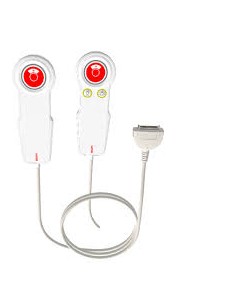 Mini manipulateur étanche, 1 bouton rouge avec symbole infirmière + 1 voyant, 2 télécommandes d'éclairage, 1 câble de 2,50 m ave 2