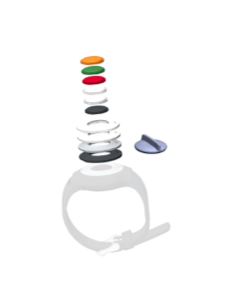 Kit customisation médaillon d'appel incluant 4 bagues de couleurs + 6 boutons de couleurs différents 2